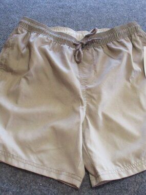 No Boundaries Elastic Waist Swim Short Beige Women Medium (32-34) Quick Dry